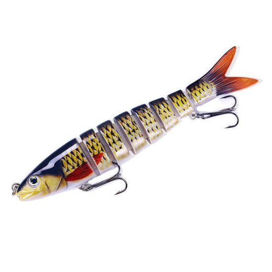 Jointed Artificial Bait Fishing Lure with 3D Eyes Realistic Looking Vibrant Color Fake Bait Hard Lure with Treble Hooks