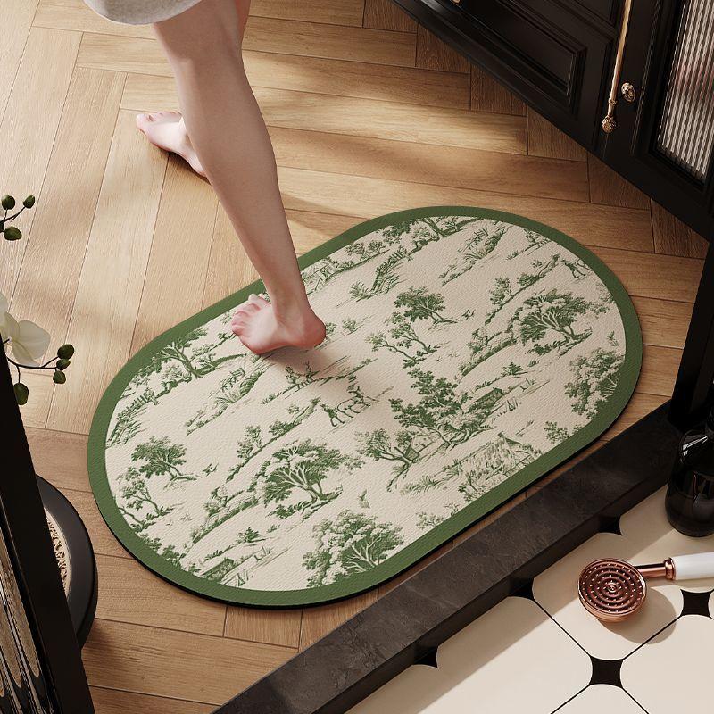 Vintage Bathroom Mat Luxury High-End Diatomaceous Earth Water-Absorbent Non-Slip Bathroom Shower Room Door Quick-Dry Foot Mat