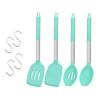 4Pcs Silicone Cooking Utensil Set Large Cooking Spatulas and Spoons Heat Resistant Solid Spatulas Slotted Spoons Kitchen Turners
