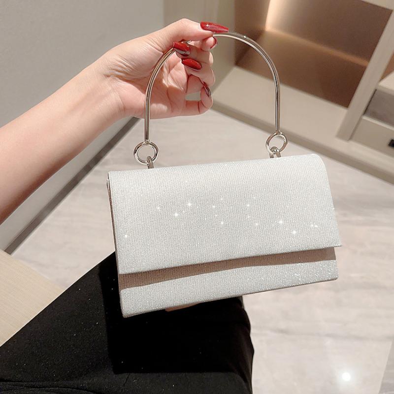 Damen Abendtaschen mit goldener Klappe, Party- und Banketttasche, große Kapazität, silberfarben, Umhängetasche, Damen-Clutch-Handtaschen für Hochzeiten