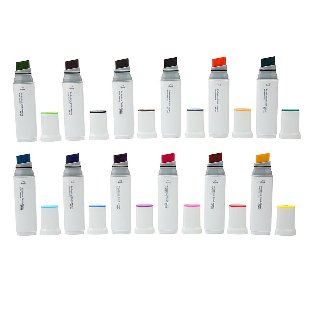Wide Tip Markers Refillable Ink Even Inking Alcoholic Paint Marker for Paper Plastic Wood Glass 12pcs