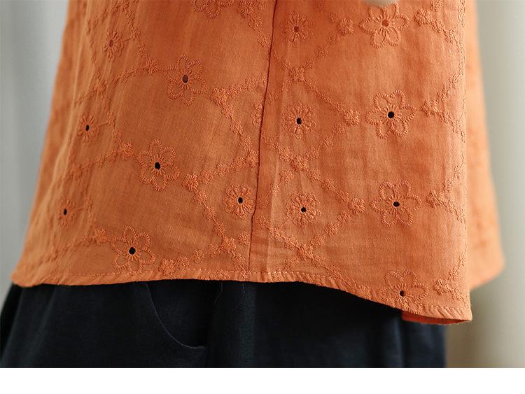 Summer Pure Cotton Embroidered Sleeveless Vest for Women