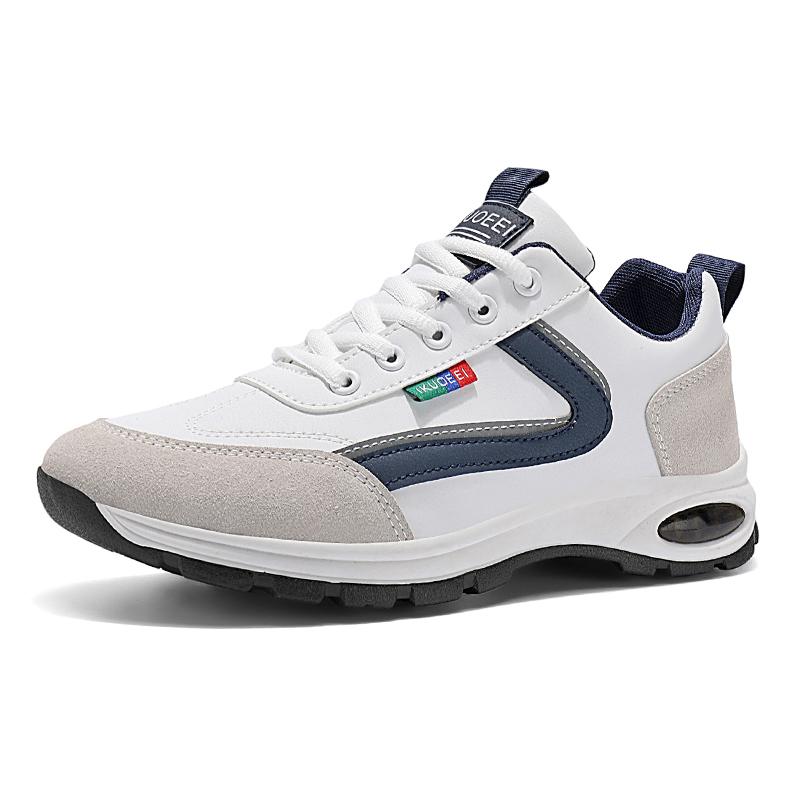 

Fashion Men s Casual Running Shoes Spring and Autumn New Inner Heightened White Leather Face Shoes Waterproof Nylon Sole Men s Sneakers 39 белый