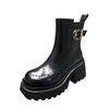 High-heeled short boots women's boots thick-soled autumn and winter new velvet thick-heeled small height-increasing Martin boots