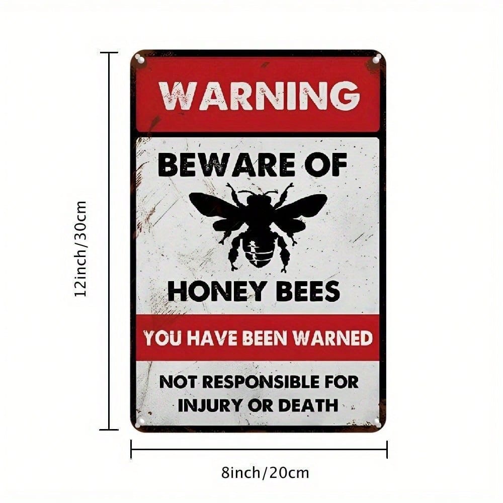 Vintage Bee Metal Tin Sign Wall Art Retro Home Bar Decor 8x12