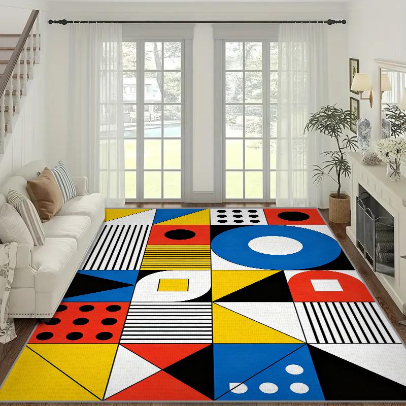 VIKAMA Abstract Geometric Crystal Flocking Bedside Carpets for Living Room Sofa Doormat Tables Mat Kitchen Non-slip Floor Rug