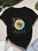 Sleeve Season Casual Wear Running Outdoor Activities Holiday Gifts Hippie Daisy Print-Shirt-Lightweight Breathable Elastic Round