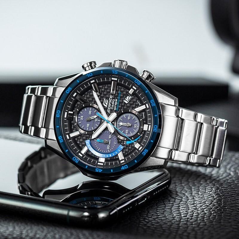 Casio EDIFICE Classic Three-needle Chain Quartz Movement Stainless Steel Strap Japanese and Korean Watch Men's Watch Black Dial EQS-900DB-2A