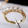 New 4MM Titanium Steel Ring Single Row Zircon Gold Color Smooth Simple Wedding Couple Rings for Women or Men Rings  Gift
