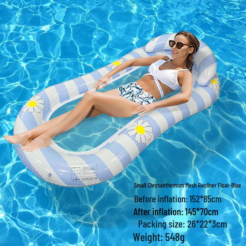 Foldable Striped Inflatable Pool Float Hammock Recliner