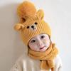 Knitting Wool Beanie Plush Warm Knitted Cap Comfortable Bear Children Scarf Hat Set  Baby