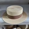 Flat Top Hat Women's Summer Vacation Seaside Panama Hat Flat Edge French Beach Hat Braided Sunshade Sunscreen Top Hat