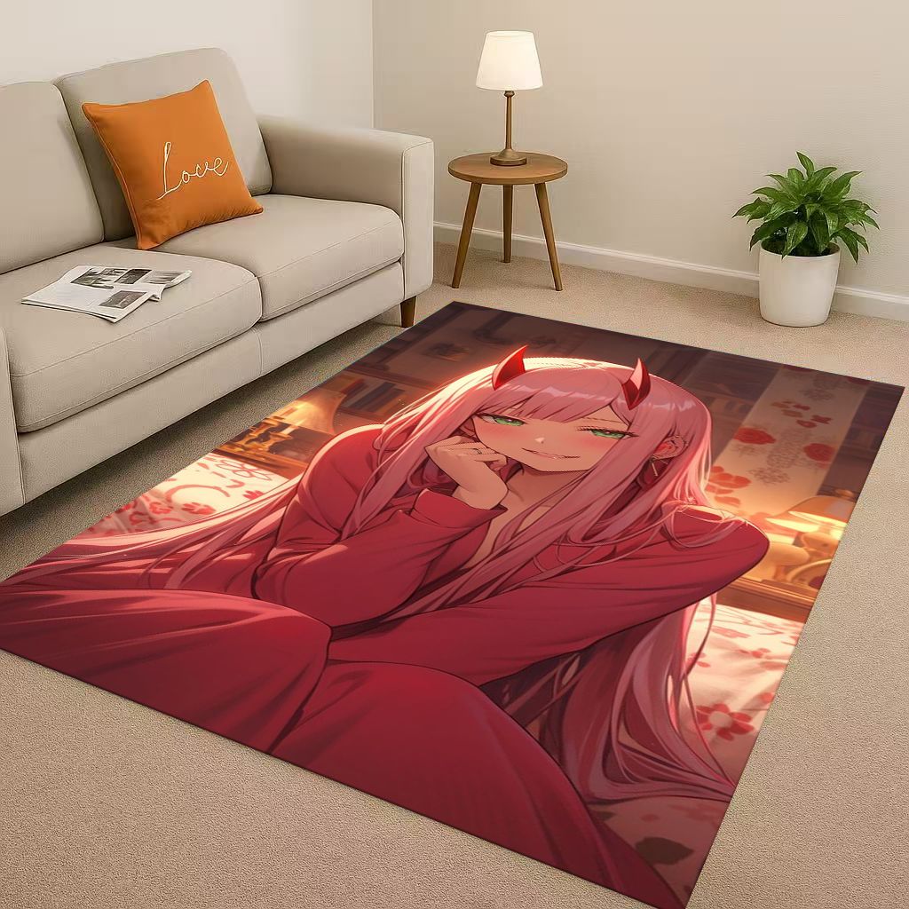 Sexy Girl Zero Two DARLING In The FRANXX Cartoon Living Room Non Slip Area Rug Carpet for Bedroom Sofa,Easy Clean Home Doormat