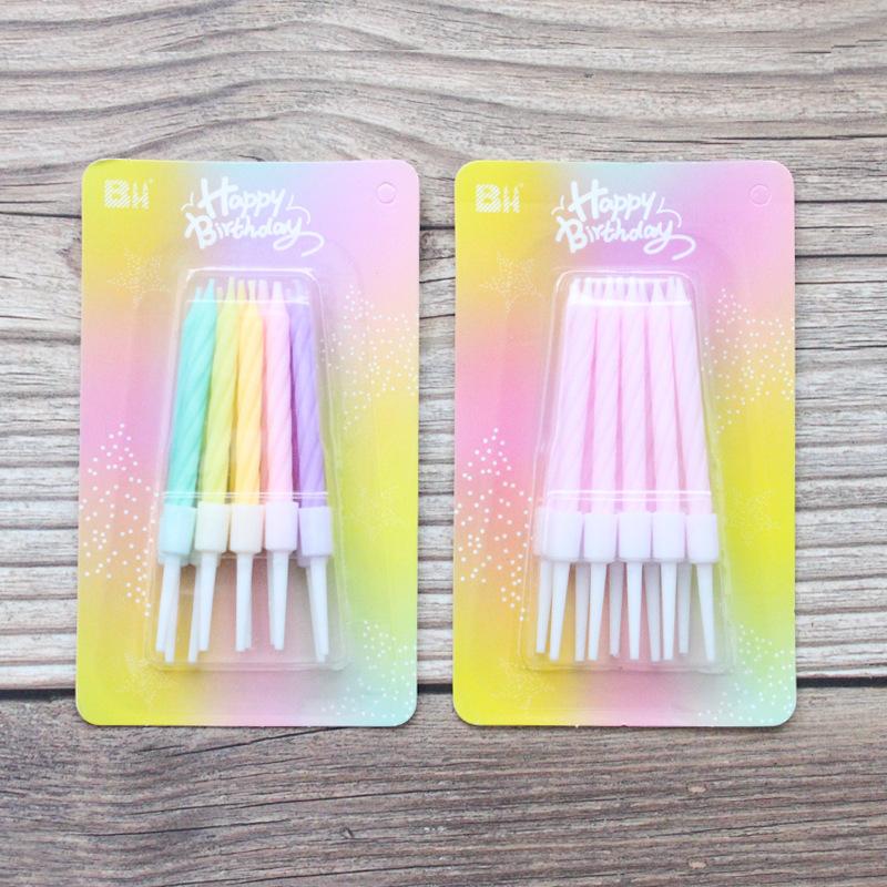 New Birthday Cake Colorful Threaded Candles Creative Children's Party Colorful Mixed 10 Small Candles
