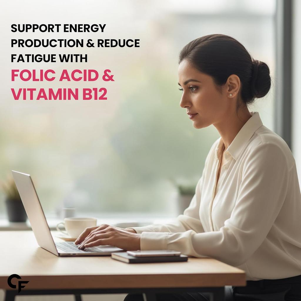 Carbamide Forte Iron Supplement Tablets for Women & Men with Folic Acid, Vitamin C, B12, Zinc – 100 Veg Tablets