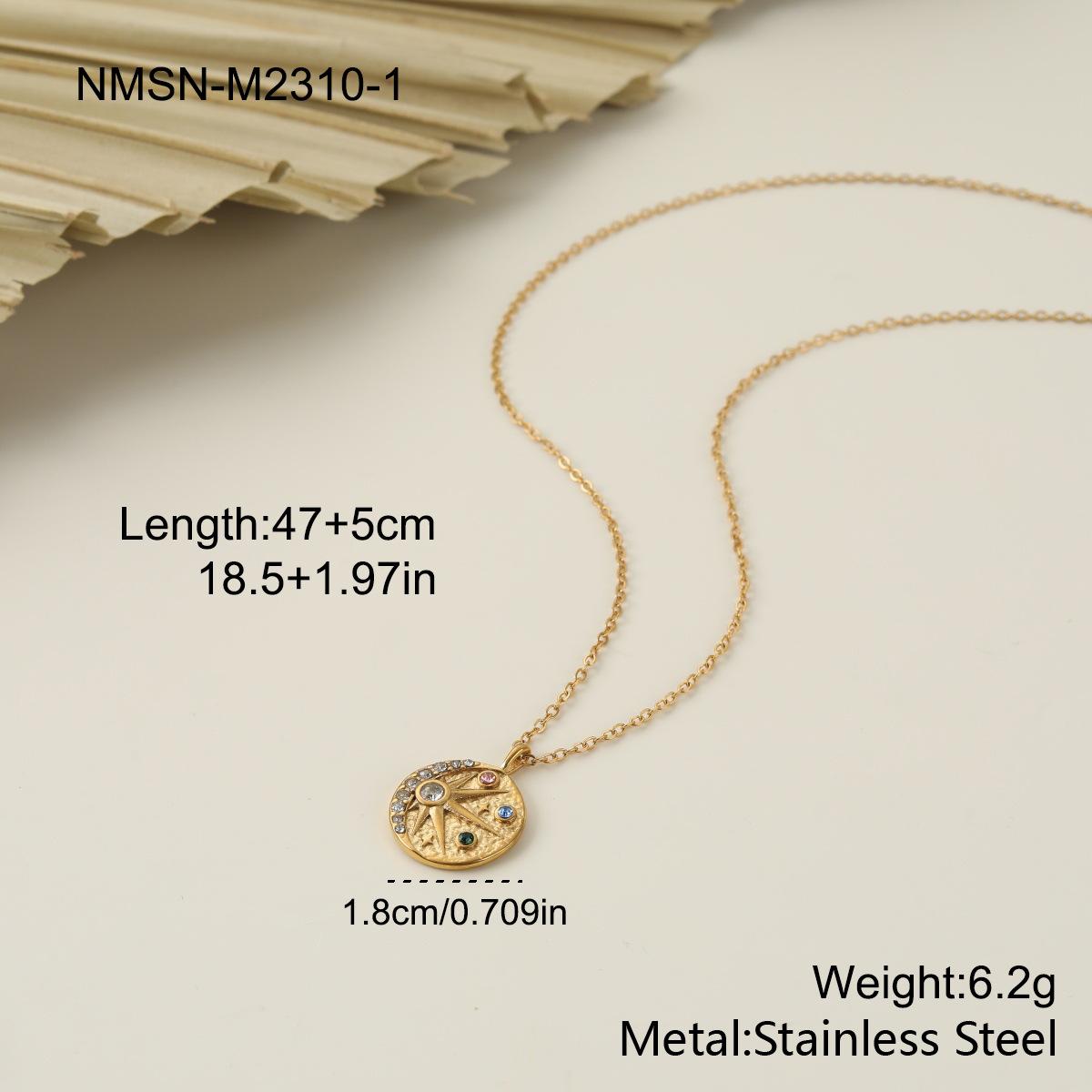 GEMCHIC Women s Eight-Pointed Star Round Pendant Necklace Vintage Elegant European American Design Collarbone Chain