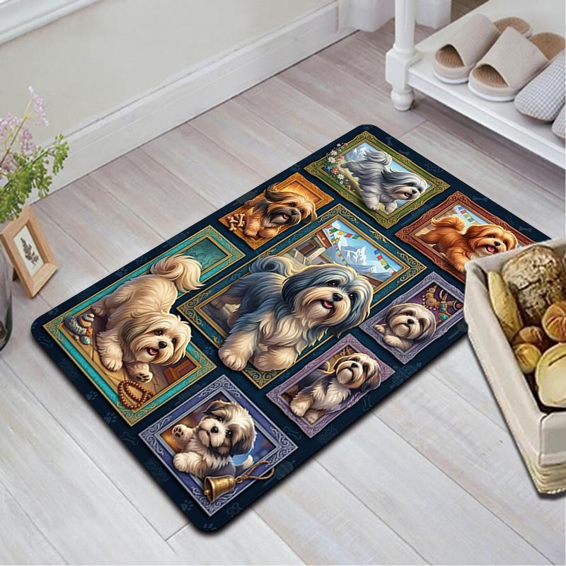 Canine Portraits Pattern Rug Floor Mat for Living Room or Bedroom Soft and Comfortable Carpet a Gift for Birthday and Holiday.