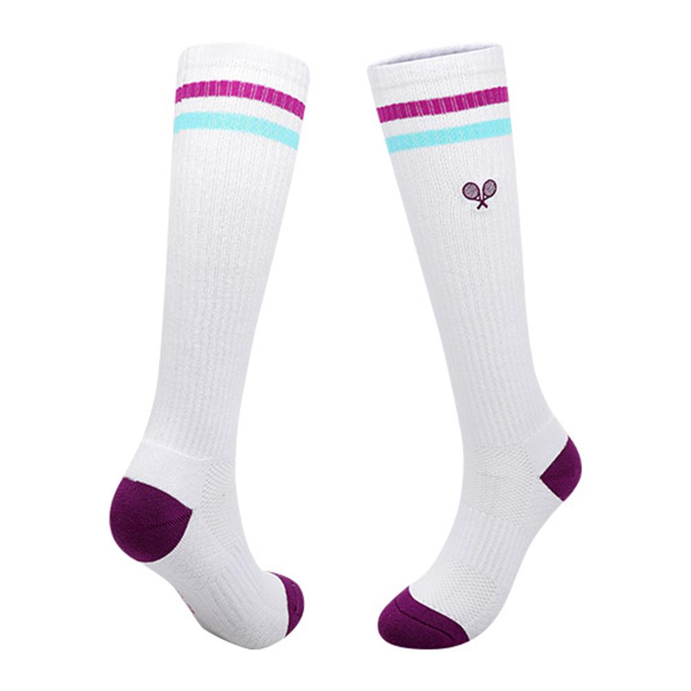 

PORFIN 1 Pair Tennis Racket Embroidery Compression Sports Socks Breathable Mesh Long Tube Socks, Size M B