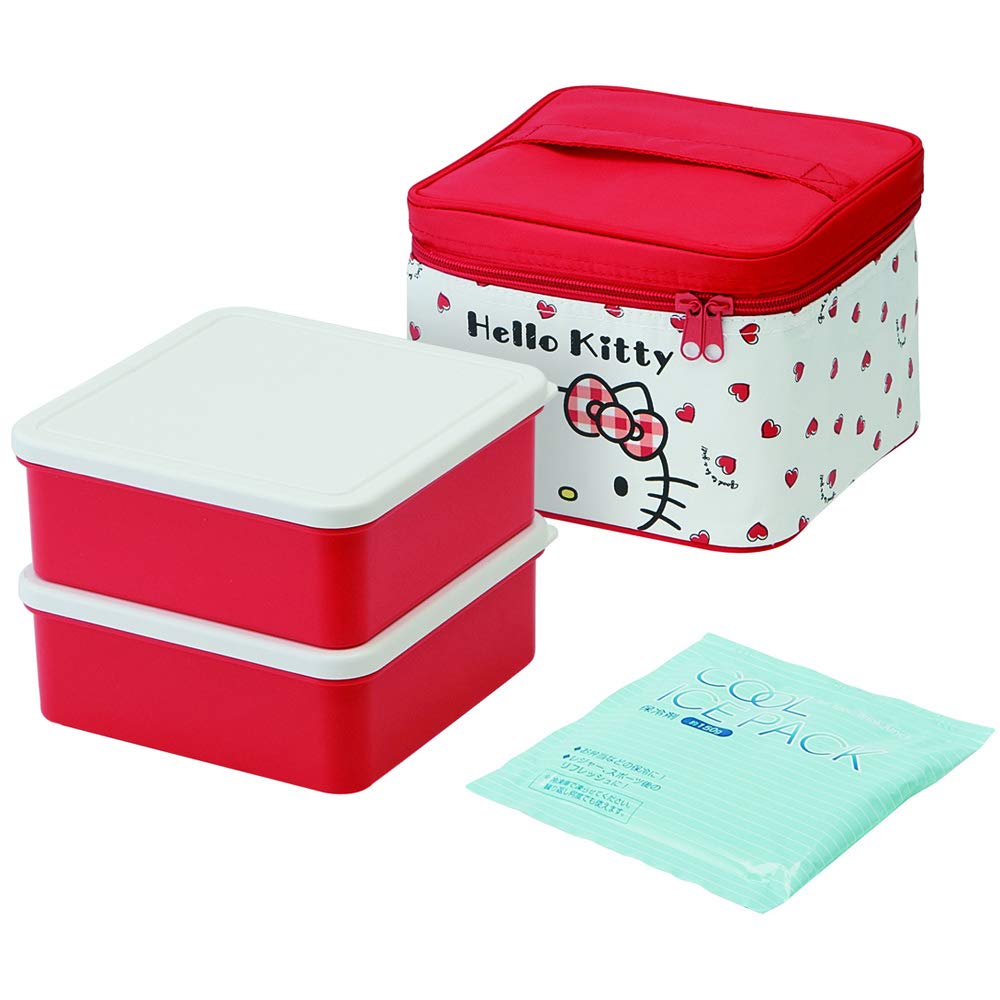 

Skater Recreational Lunch Box with Insulated Bag and Ice Pack Kitty Red Heart Sanrio Made in Japan 2240ml KCPC2 2.6L