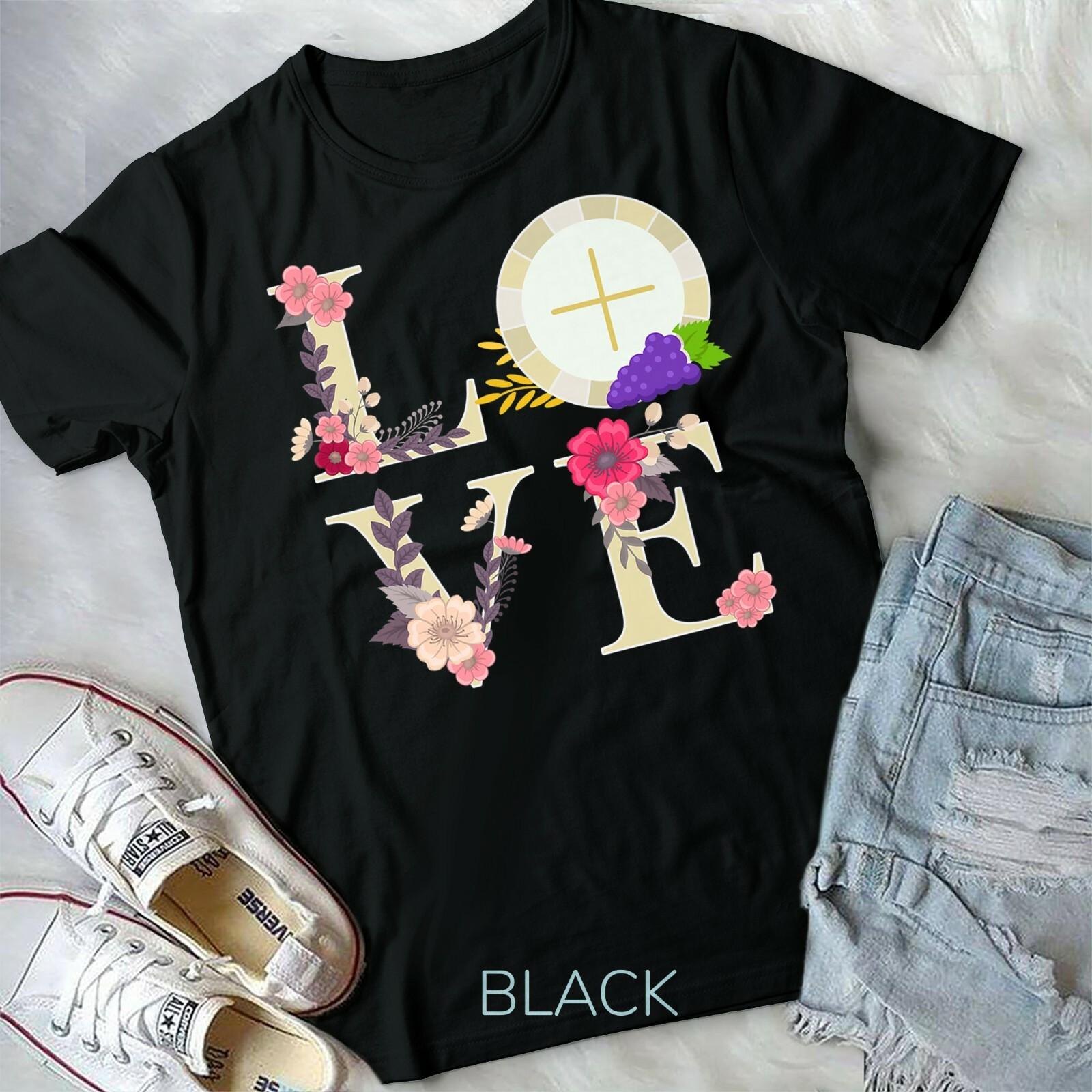 Eucharist Host Catholic 1st Holy Communion Gifts for Girls Unisex Youth T-shirt XXL
