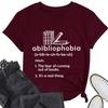 Summer new round neck casual Tshirt abibliophobia book print loose short sleeve top Womens allmatch fashion pullover