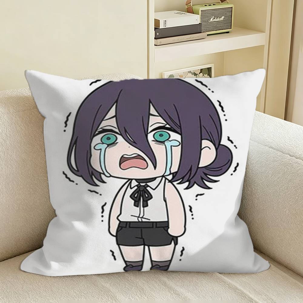 MMakima Anime ChainSaw MAN Square Sofa Pillow Cover Solid Color Living Room Home Decor Cushion Case