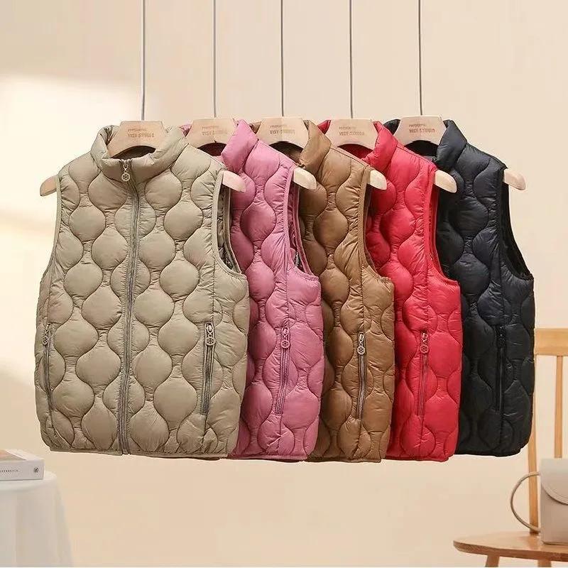 Veste Gilet Léger Automne Hiver pour Femme Maman Col Montant Court Chaud Gilet Vêtement d'Extérieur Décontracté Haut