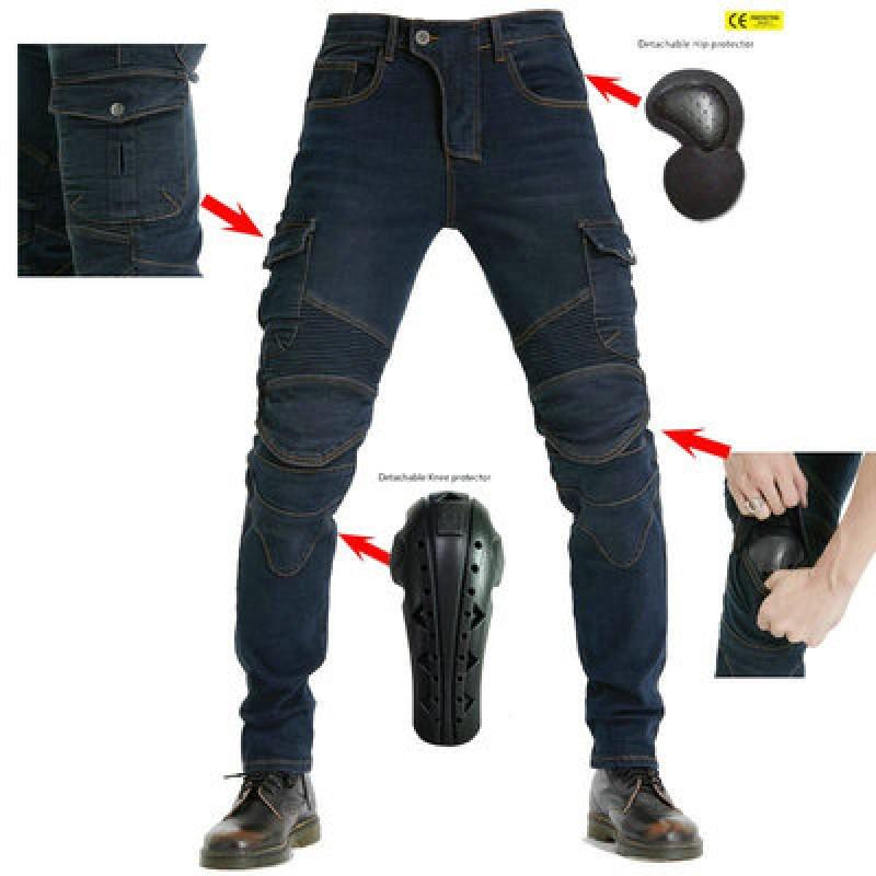 Men Women Motorcycle Riding Pants Tactical Cargo Jeans Green Blue Black Cotton Stretch Workwear Long Length