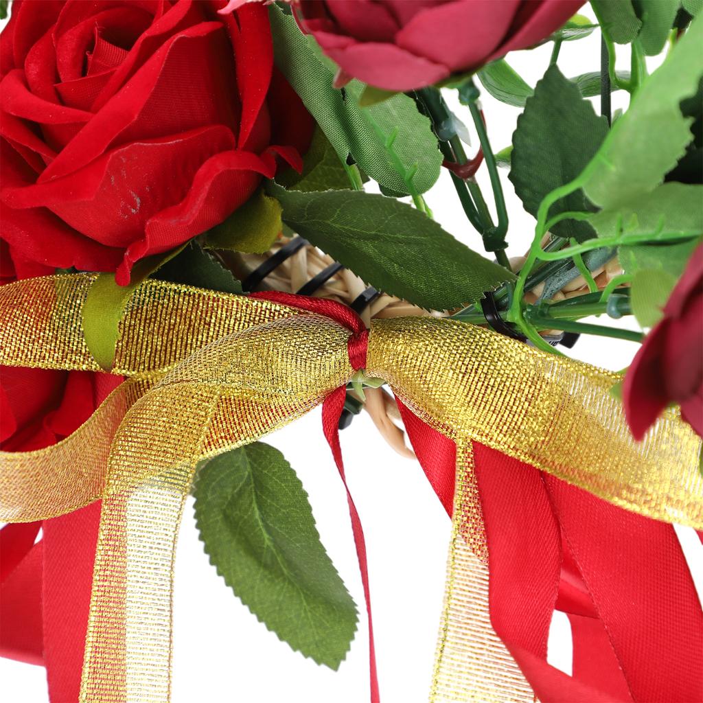 Künstliche Blume Simulationskranz Seide Herzförmiger Rosenkranz Valentinstagskranz Türwand