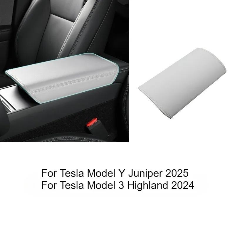 Leather Armrest Cover For Tesla Model 3 Highland Model Y Juniper Central Armrest Protective Pad Cover Car Interior Accessorie