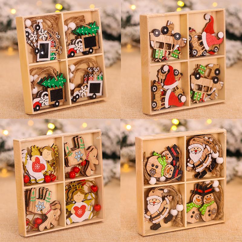 9/12pcs Christmas Santa Gnome Xmas Tree Wooden Hanging Craft Christmas Ornaments Christmas Decorations Pendants for Home Kerst