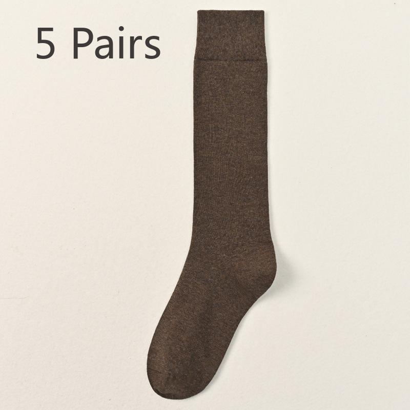 5 Pairs of Men's Autumn and Winter Cotton Boneless Plus Long and Knee Warm Calf Socks