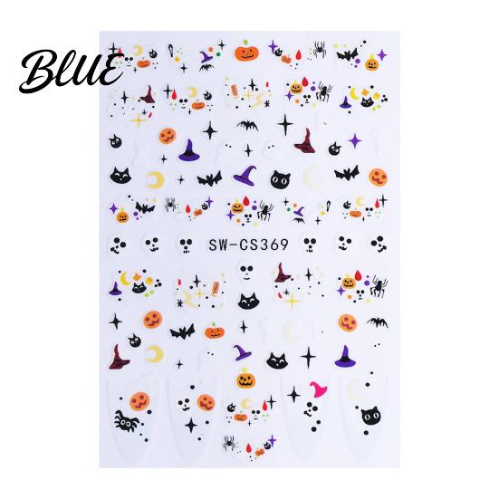 DIY Halloween Nail Art Stickers Cartoon Pumpkin Ghost Bat Decals for Stickers Decorations Self-Adhesive Holiday Manicure Women Easy Application
