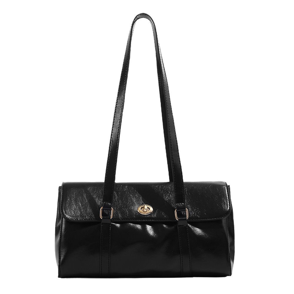 High-end oil wax leather underarm bag for women, 2025 new vintage pillow bag, versatile for daily commuting, single-shoulder underarm bag