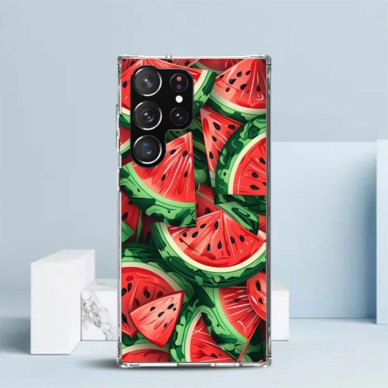 Watermelon Summer Fruit Phone Case For Samsung Galaxy S24 S25 Edge S26 Ultra S22 S23 Plus S21 + S20 FE Soft TPU Back Cover Galax