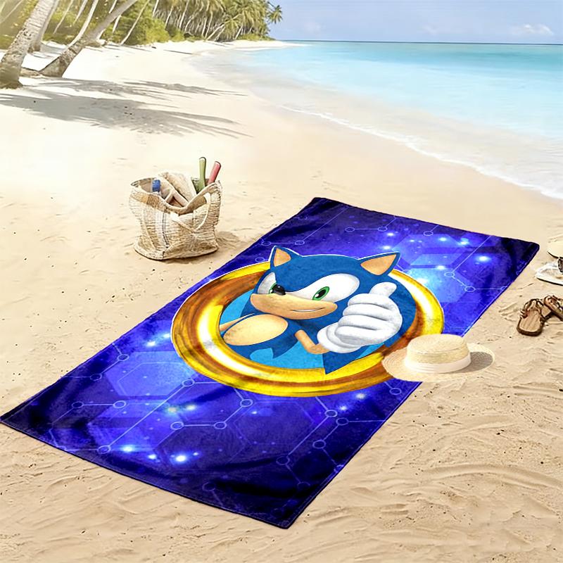 1pc SONIC Beach Towel, A Vibrant Beach Towel Suitable for Outdoor Activities, Camping, Hiking