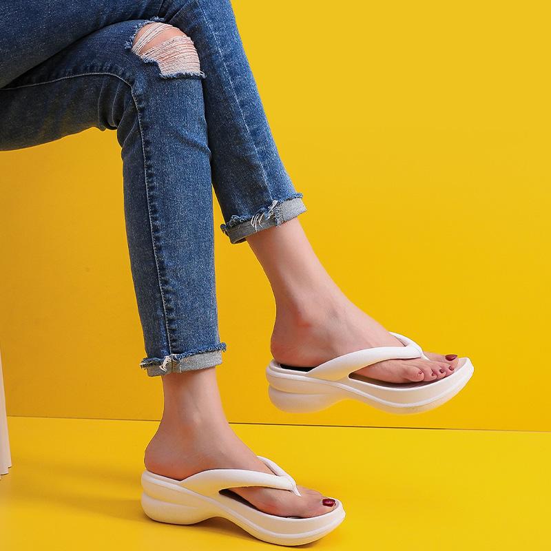 Thick Sole Wedges Flip Flops for Women 2024 Summer Clip  Platform Sandals Woman Non-slip Beach Slippers Girls Outdoor Slides