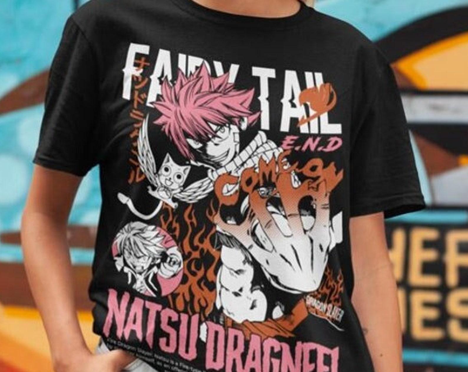 Fairy Tail Natsu Dragneel Shirt, Gray Fullbuster, Gajeel Redfox ,Fairy Tail Guild,Happy, Iron Dragon Slayer, Dragon Slayers, Anime T-Shirt M