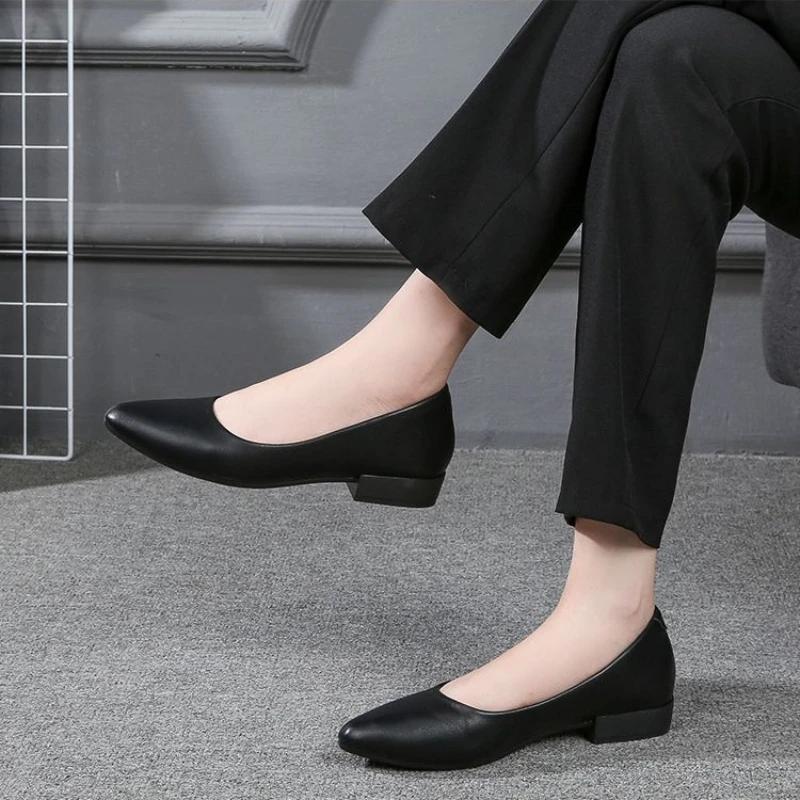 Fashion Moccasins Pointed Toe Ladies Pumps Chunky Heels Block Heel Low Elegant Women's Shoes Office Shoe Summer 2025 Quick Delivery Chic
