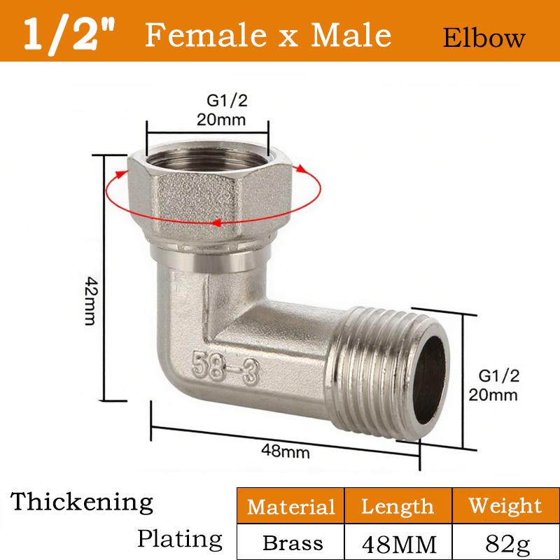 Fiting din alamă pentru țevi BSP de 1/2" Filet interior/exterior Cot Tip Fitinguri pentru țevi de cupru Adaptor apă ulei gaz