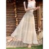 2026 Spring Plus Size Women's Korean Style Patchwork Elastic Waist Skirt