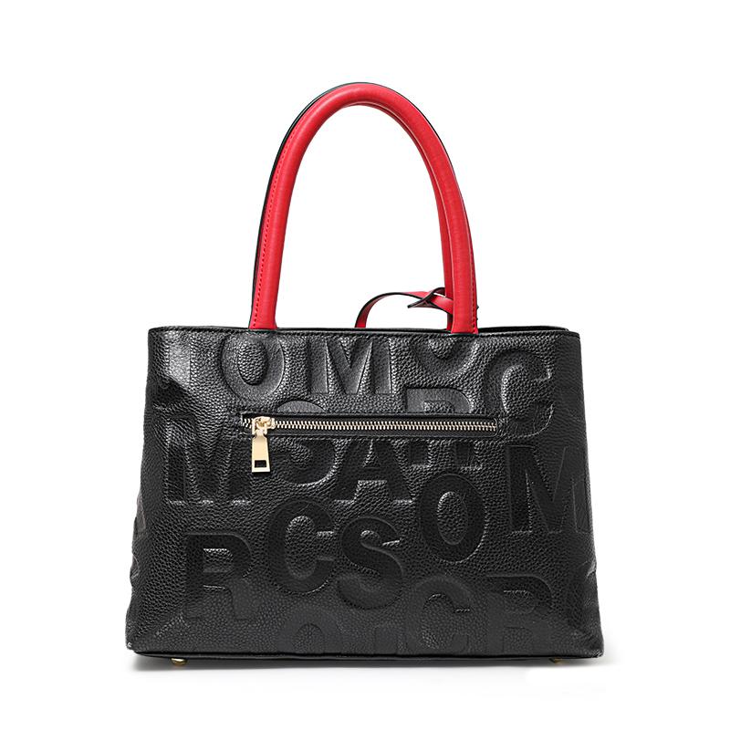 Genuine Leather Women's Bag Trendy and Fashionable Casual Letter Handbag Large Capacity Versatile One-shoulder Crossbody Bag
