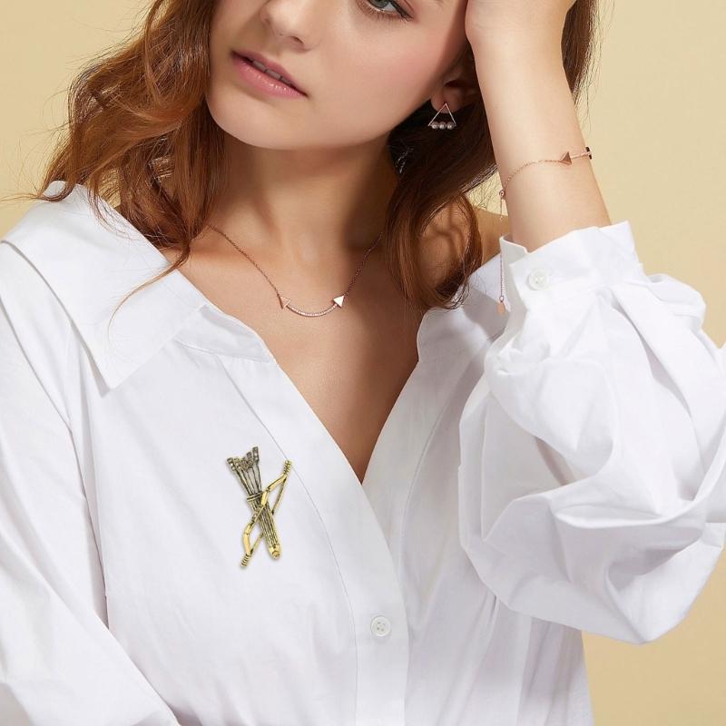 Unique Design Vintage Arrows Theme Brooch Retro Quiver Pin Alloy Fashion Accessory Suitable For Casual Formal Wear
