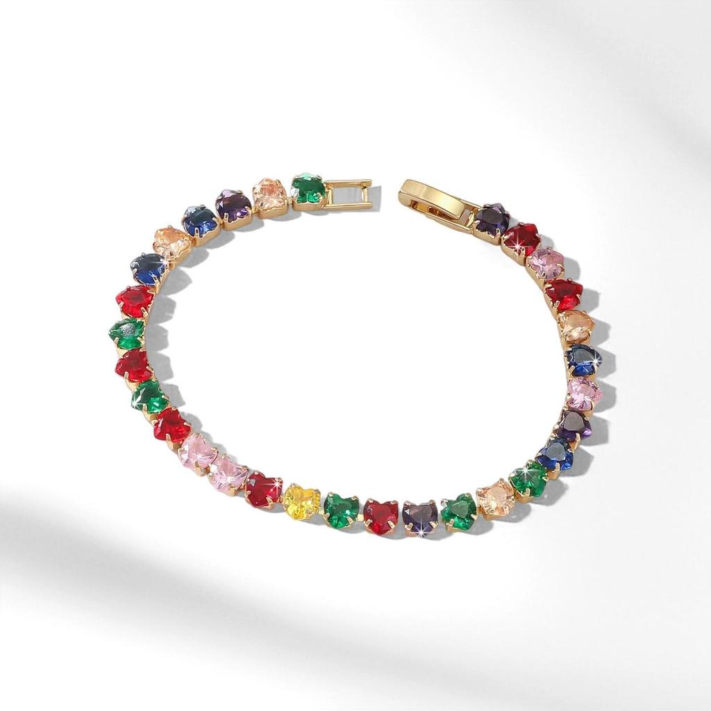 Βραχιόλι Τένις με Κρύσταλλο Χρώματος Ντοπαμίνης και Ζιργκόν για Γυναίκες