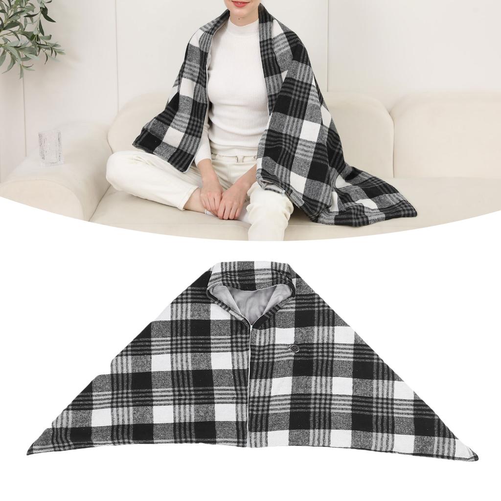 USB Heated Shawl Comfortable Warm Wearable Electric Heating Blanket 3 Temperature Settings for Winter Home Office