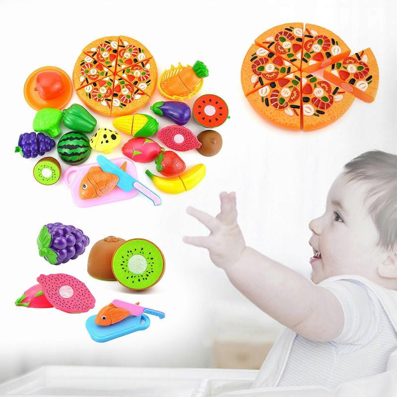 1Set Simulation Vegetables Fruits Playsets Model Toy Educational Pizza Cutting Vegetables Toy Toddler Role-Play Toy
