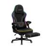 Chaise Gaming HUZARO FORCE 4.6 - Noir LED RVB - Repose-pieds Et Éclairage RGB LED - Ergonomique