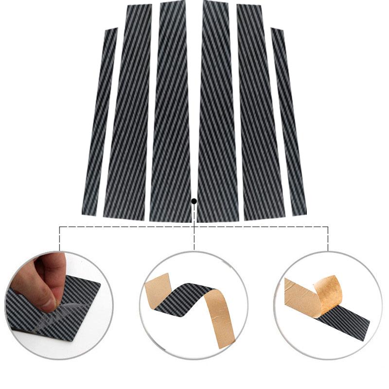 6Pcs Carbon Fiber Car Door Window Center Middle Column BC Pillar Post Mirror Effect Cover Trim Sticker Fit For Lexus IS 2014-2023