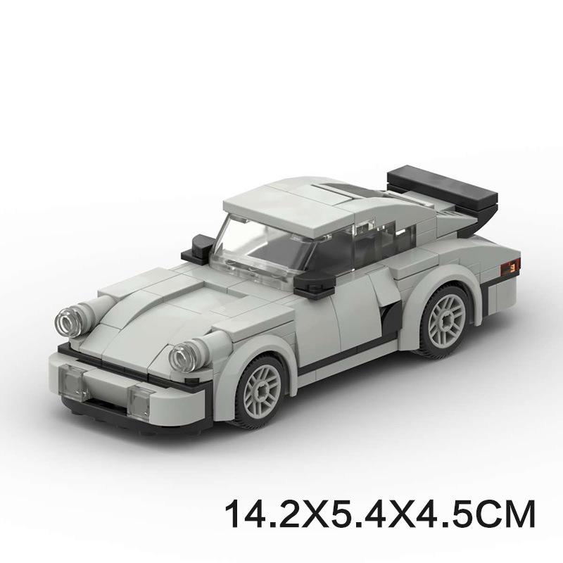Car Assembly Model MOC for LEGO Porsche 911 - Light Grey DIY Small Particle Building Blocks