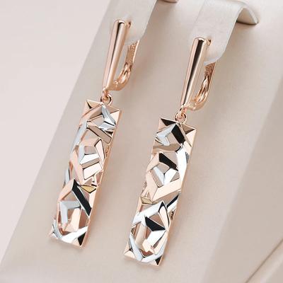 1 Pair Fashion Square Wide Drop Earrings for Women Golden Silvery Color Mix Boho Long Earrings Ethnic Retro Jewelry